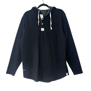 Bylt Sweatshirt Hooded Men's Large Black Drop Cut Henley Long Sleeve Basic
